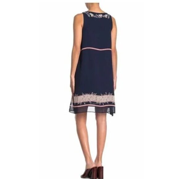 Max Edition Border Print Chiffon Trapeze Dress, X:L - Picture 2 of 5